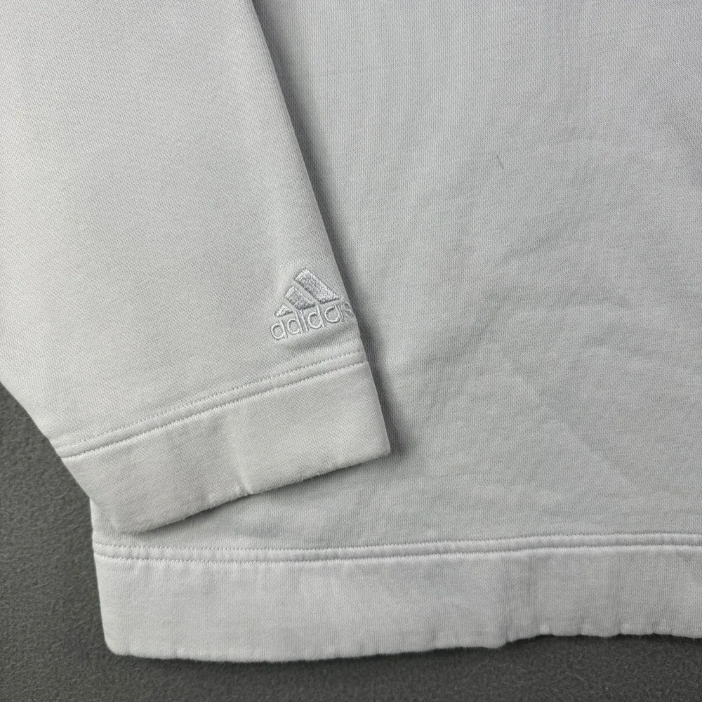 Vintage Adidas‎ Mens Pullover Sweatshirt Quarter Zip Spellout Gray Logo Large